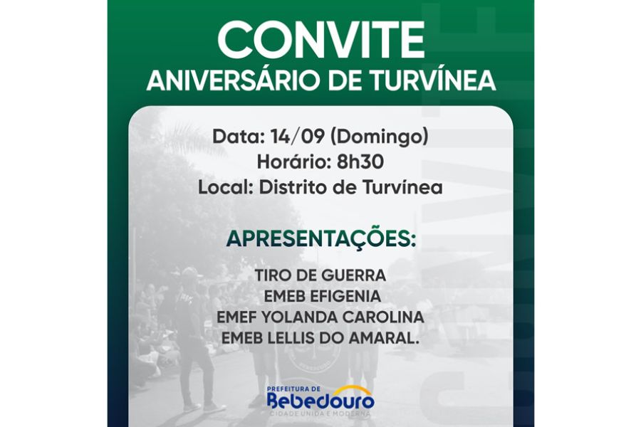 Distrito de Turvínea celebra aniversário com apresentações escolares e Tiro de Guerra